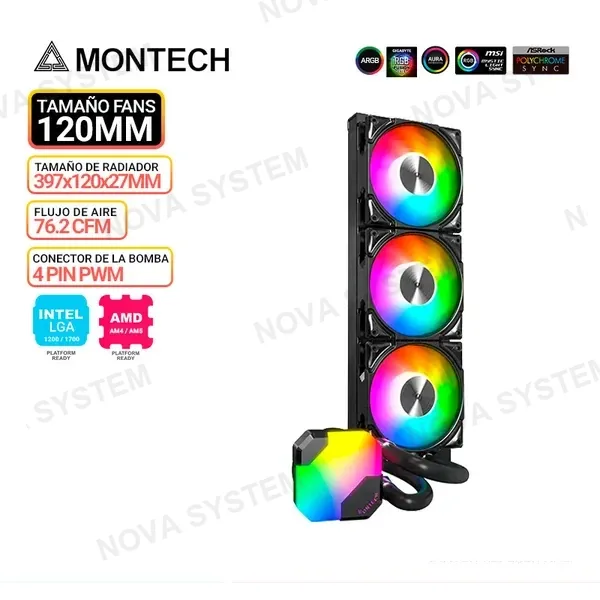 MONTECH REFRIGERACION LIQUIDA MONTECH HYPER FLOW ARGB 360, BLACK