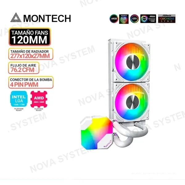 MONTECH REFRIGERACION LIQUIDA MONTECH HYPER FLOW ARGB 240, WHITE