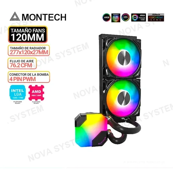 MONTECH REFRIGERACION LIQUIDA MONTECH HYPER FLOW ARGB 240, BLACK