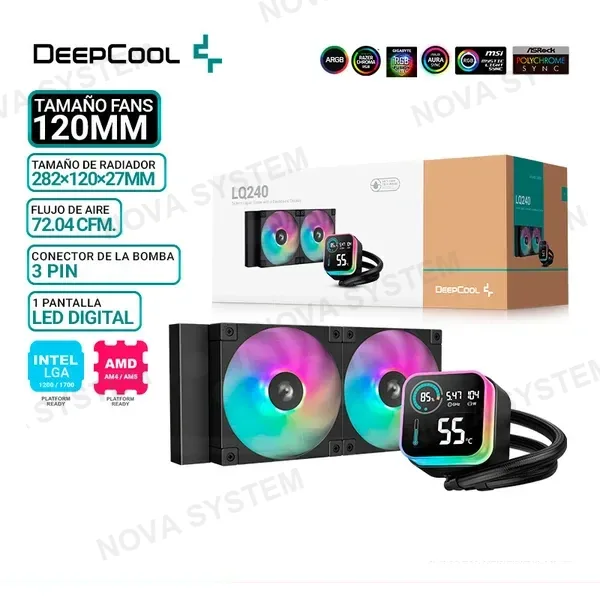 DEEPCOOL REFRIGERACION LIQUIDA DEEPCOOL LQ240, PANTALLA, ARGB