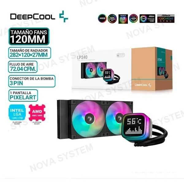 DEEPCOOL REFRIGERACION LIQUIDA DEEPCOOL LP240, PANTALLA, ARGB