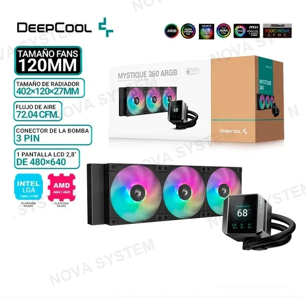 DEEPCOOL REFRIGERACION LIQUIDA DEEPCOOL MYSTIQUE 360 ARGB, PANTALLA