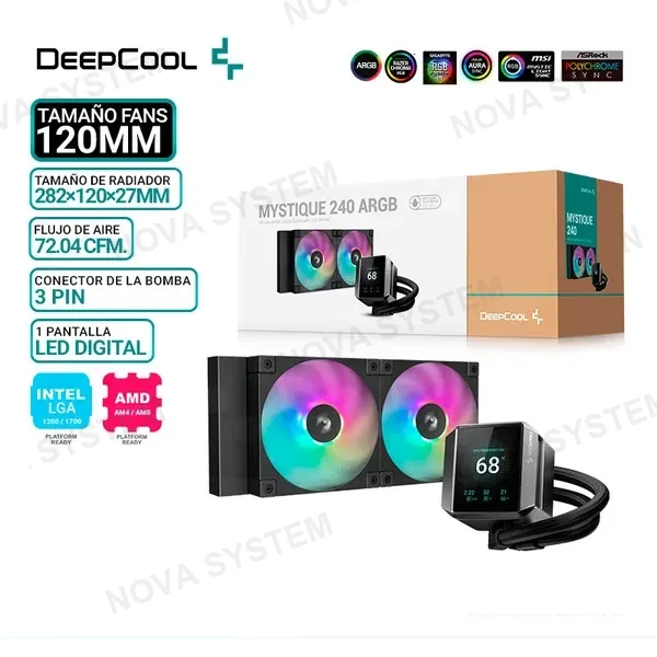 DEEPCOOL REFRIGERACION LIQUIDA DEEPCOOL MYSTIQUE 240 ARGB, PANTALLA