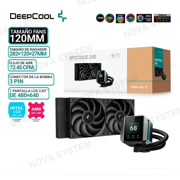 DEEPCOOL REFRIGERACION LIQUIDA DEEPCOOL MYSTIQUE 240, PANTALLA
