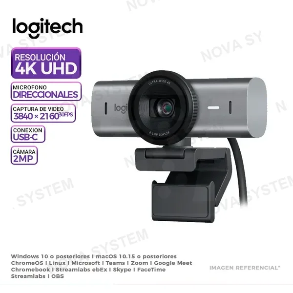 LOGITECH CAMARA WEB LOGITECH MX BRIO 700 ULTRA HD 4K, USB-C, BLACK