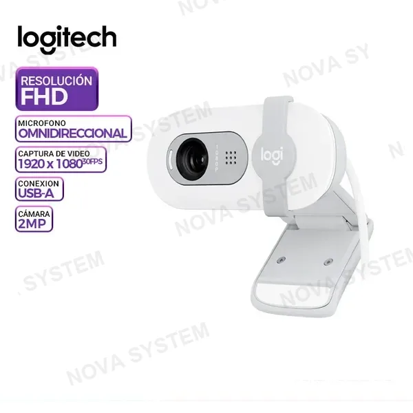 LOGITECH CAMARA WEB LOGITECH BRIO 100 FHD 1080p USB-A, WHITE