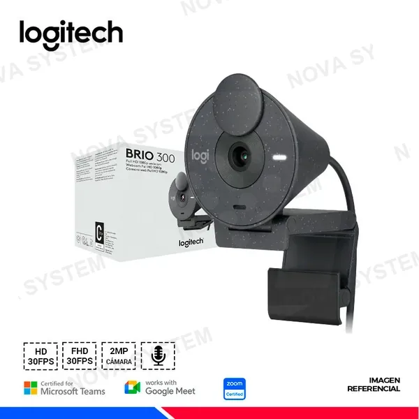 LOGITECH CAMARA WEB LOGITECH BRIO 300 FHD 1080p, USB-C BLACK