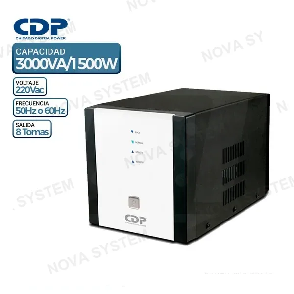 ESTABILIZADOR CDP R-AVR3008I, 3000VA/1500, 8 TOMAS