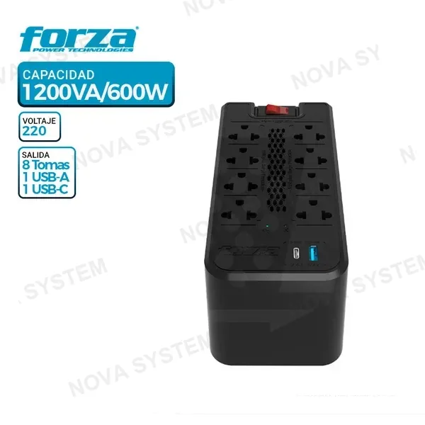 FORZA ESTABILIZADOR FORZA MOD. FVR-1222USB 1200VA/600W