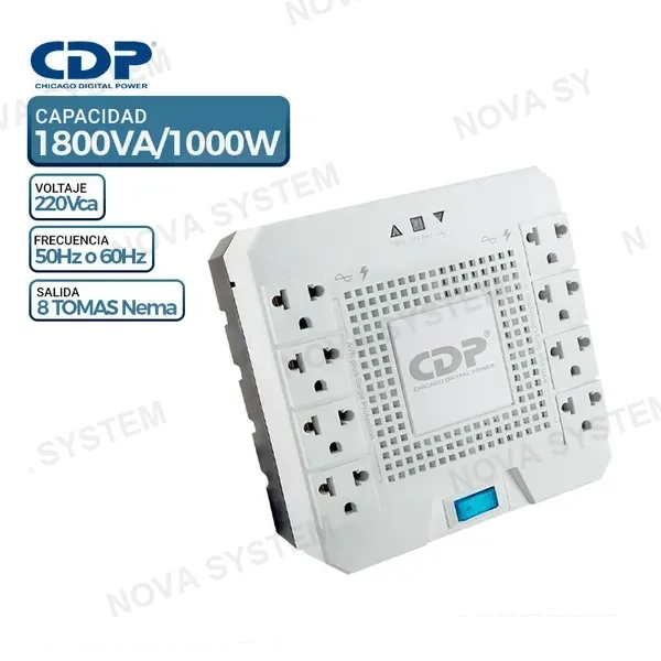 ESTABILIZADOR CDP R-AVR1808I, 1800VA/1000W, 8 TOMAS