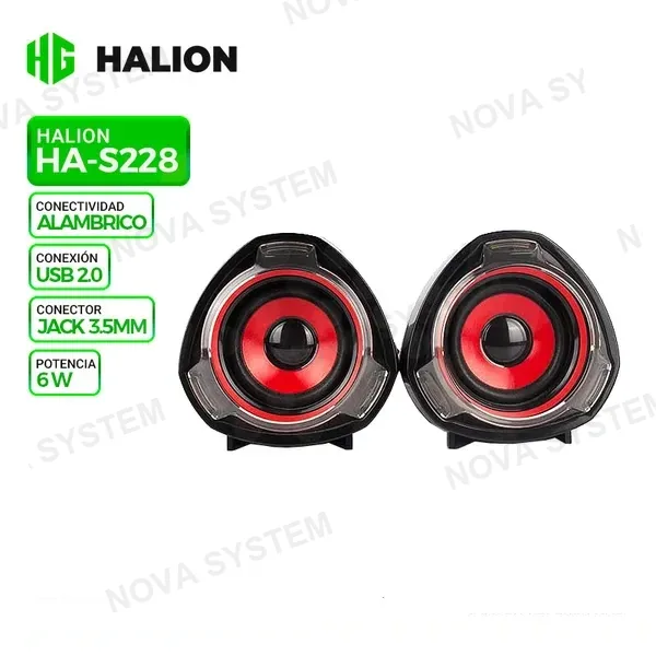HALION PARLANTE 2.0 USB HALION HA-S228 ROJO