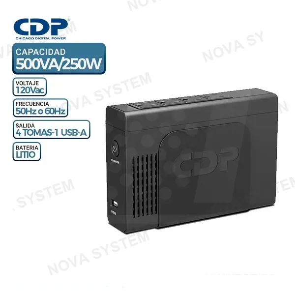 UPS CDP INTERACTIVO PORTATIL Li504i, 500VA/250W, 4 TOMAS