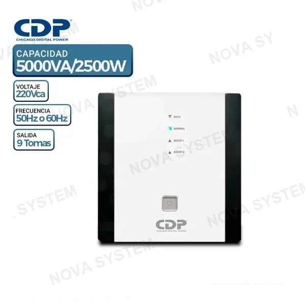 ESTABILIZADOR CDP R-AVR5008, 5000VA/2500, 9 Tomas