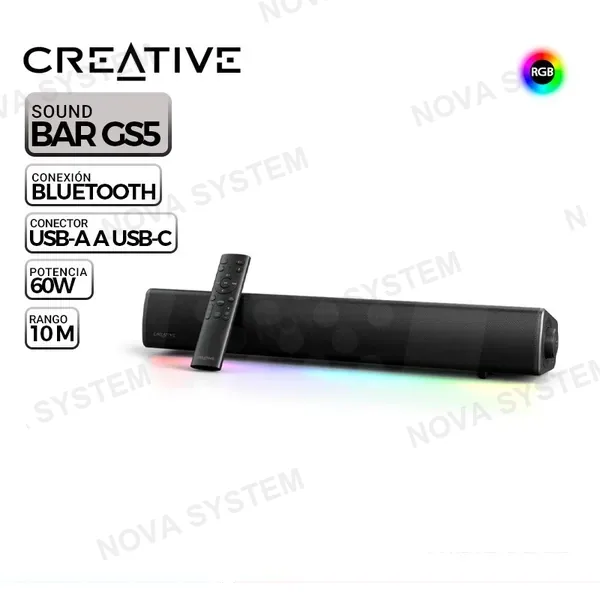 PARLANTE GAMING SOUND BLASTER CREATIVE SOUND BAR GS5 RGB 60W BLUETOOTH USB-C