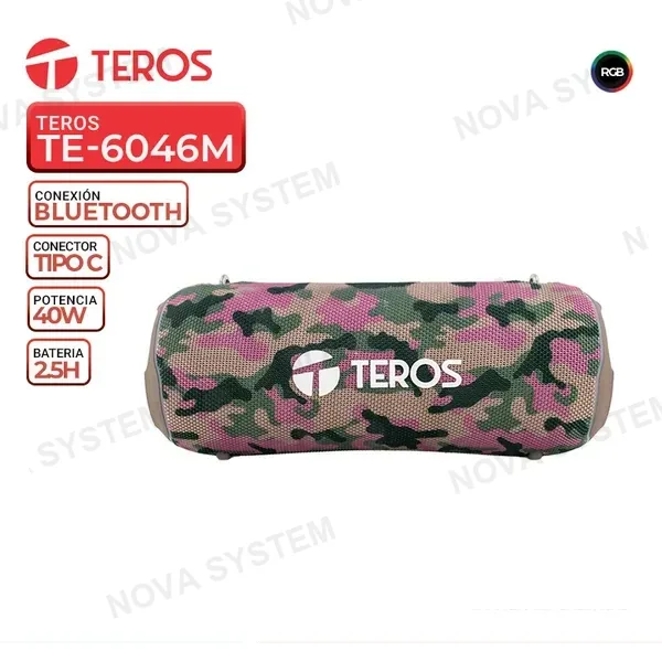 TEROS PARLANTE TEROS TE-6046M, BLUETOOTH, 40W, 3600mAh, Marron Militar