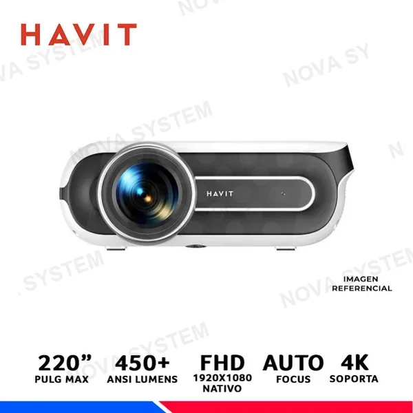 HAVIT PROYECTOR HAVIT PJ209A PRO SMART, SOPORTA 4K, 450 ANSI LUMENS