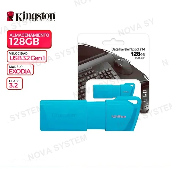 KINGSTON MEM. USB KINGSTON DATATRAVELER EXODIA M, 128GB USB 3.2, Gen 1, Neon/Blue