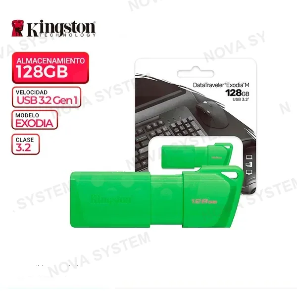 KINGSTON MEM. USB KINGSTON DATATRAVELER EXODIA M, 128GB USB 3.2, Gen 1, Neon/Green