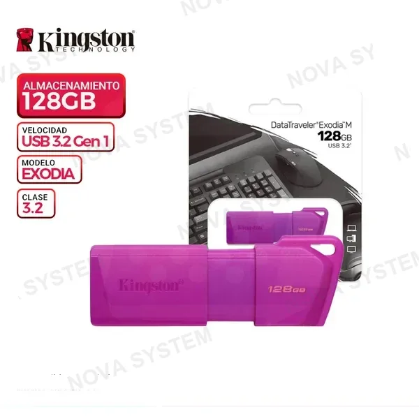 KINGSTON MEM. USB KINGSTON DATATRAVELER EXODIA M, 128GB USB 3.2, Gen 1, Neon/Purple