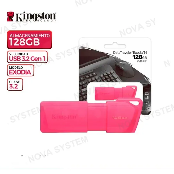 KINGSTON MEM. USB KINGSTON DATATRAVELER EXODIA M, 128GB USB 3.2, Gen 1, Neon/Pink