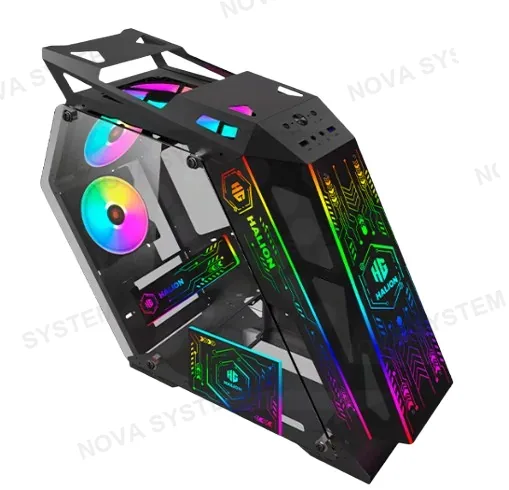 HALION CASE GAMER, HALION TRUENO 4 FANS ARGB NEGRO