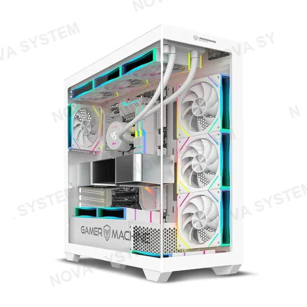 MICRONICS CASE GAMER, MICRONICS, GAMING ATX MATRIX MIC CG808.6W 6FAN RGB WHITE