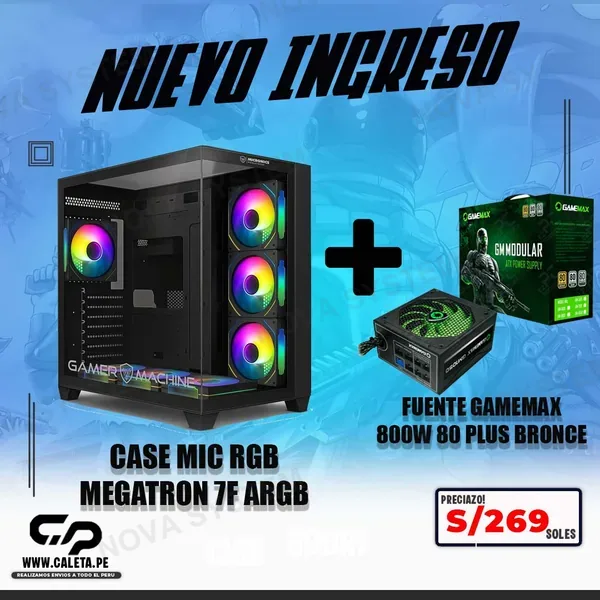 CASE MEGATRON ARGB 7FAN + FUENTE 800W 80+ BR