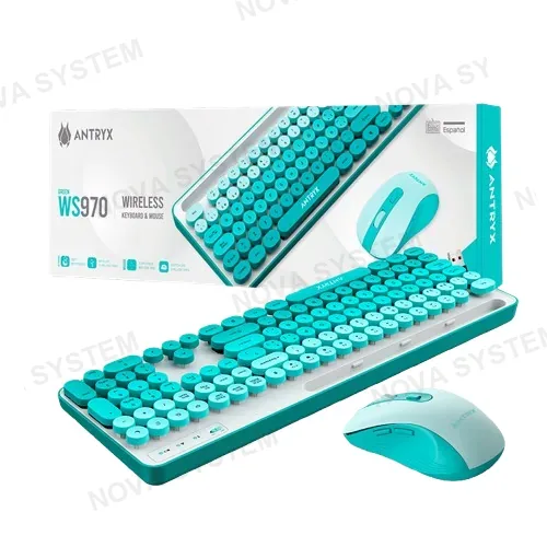 ANTRYX TECLADO Y MOUSE ANTRYX WS-970 WIRELESS GREEN HOLDER