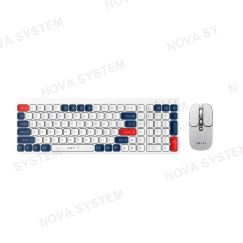 HAVIT KIT OFFICE INALAMBRICO, HAVIT, KB830WB-SP BLANCO-ROJO -AZUL