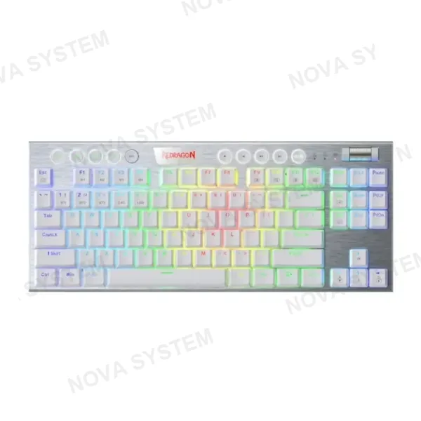 REDRAGON TECLADO, REDRAGON, HORUS TKL WIRELESS K621-RGB-SP WHITE RED SWITCH