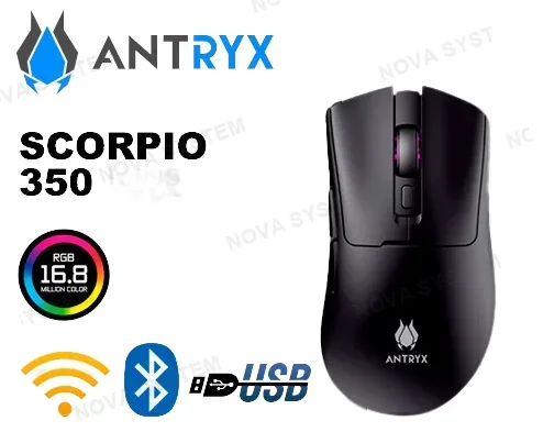ANTRYX MOUSE GAMING, ANTRYX, CHROME STORM 350 V2 DPI 8000 2.4GHZ BT TYPE C