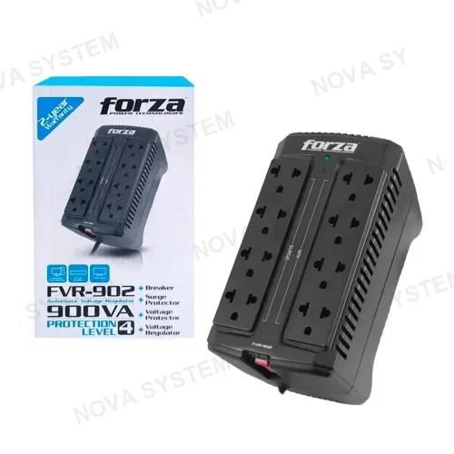 FORZA ESTABILIZADOR, FORZA, FVR-902, 900VA/450W 8TOMAS BLACK GPR-001