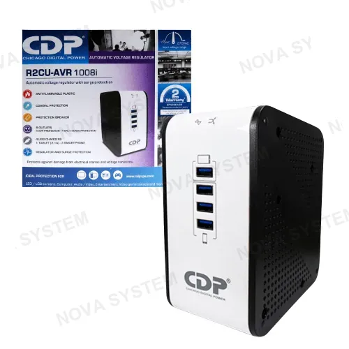 ESTABILIZADOR, CDP, R2CU-AVR1008I 1000VA/500W 8 SALIDAS / 4 USB