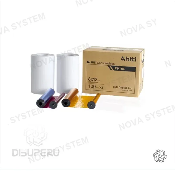 HITI KIT DE IMPRESION(2 BOBINAS DE PAPEL+2 CINTAS TERMICAS 20X30cm) HITI