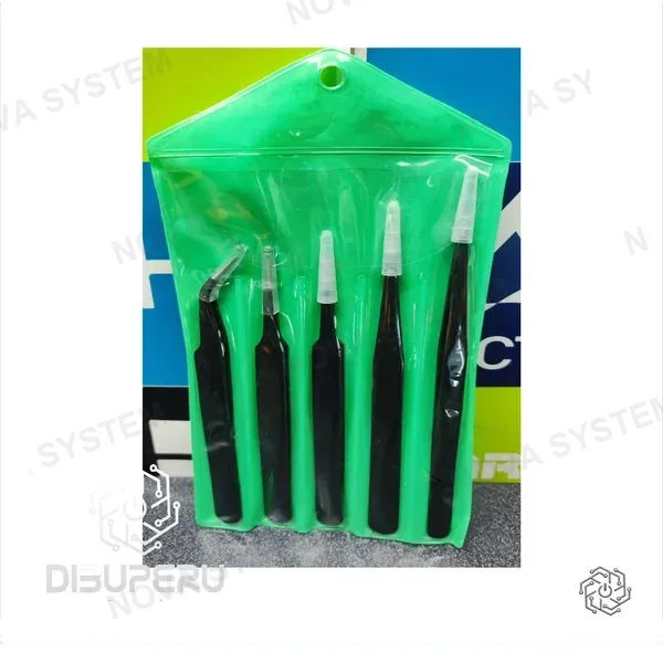 GENERICO/SIN MARCA Set de pinzas negras antiestáticas 5 pcs