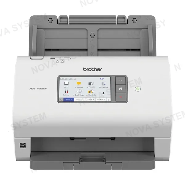 BROTHER BROTHER ADS4900W Escáner profesional de sobremesa de alto rendimiento. 120 páginas por minuto (a doble cara), Pantalla táctil a color, Conexión USB 3.0, LAN y WiFi (2.4GHz y 5GHz), NFC