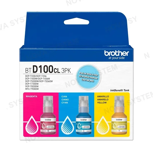 BROTHER BROTHER BTD100CL3PK Pack de 3 tintas de color D100 C/M/Y para InkBenefit Tank