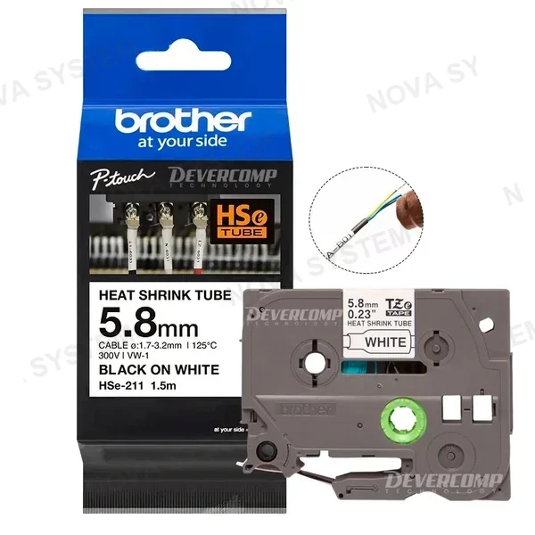 BROTHER P-TOUCH Brother HSe-211 Cinta Termocontraible 5.8mm x 1.5m