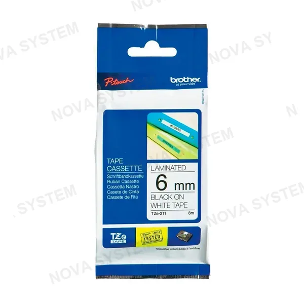 BROTHER P-TOUCH BROTHER TZE-211 Cinta Laminada Color Blanco 6mm x 8m