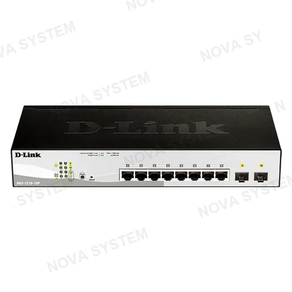 D-LINK D-LINK DGS-1210-10P Switch de 8 puertos PoE 10/100/1000BASE-T + 2 puertos gigabit SFP/L2 65W