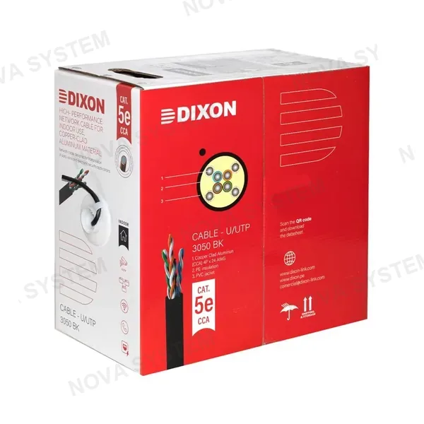 DIXON DIXON 3050 BK Cable U/UTP Cat5e 24AWG CCA Bañado Negro 305m