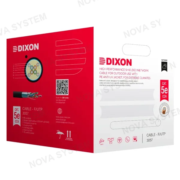 DIXON DIXON 3057 Cable F/UTP Cat5e 24AWG CCA Bañado PE Exterior Negro 305m