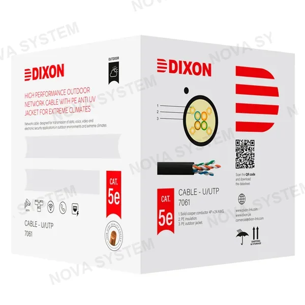 DIXON DIXON 7061 Cable UTP Cat5E Cobre 24AWG PE Exterior Negro 305m