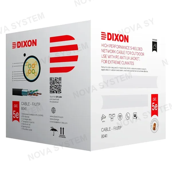 DIXON DIXON 8041 Cable F/UTP Cat5E Cobre 24AWG PE UV Exterior Negro 305m