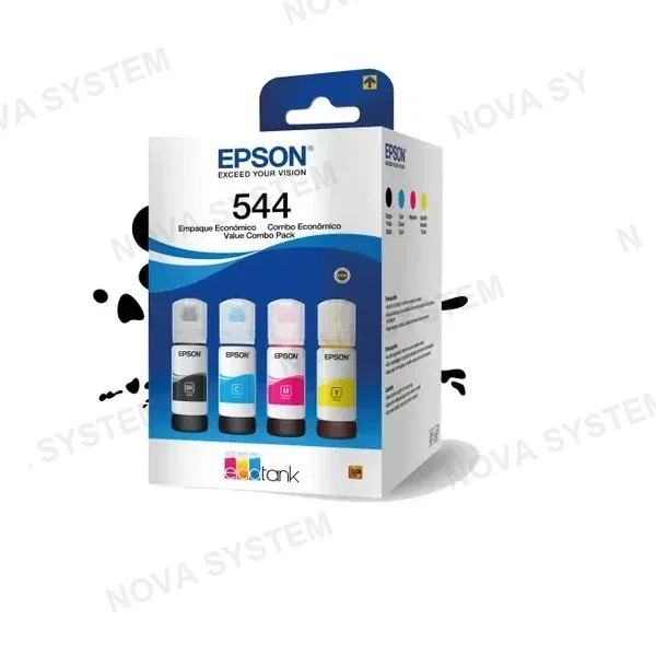 EPSON EPSON T544520-4P Botellas de Tintas Ecofit Color Negro, Cian, Magenta y Amarillo T544 4 Unidades