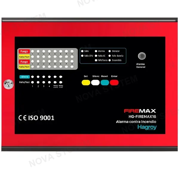 HAGROY HAGROY FIREMAX16 Panel de Alarma Contra Incendio Convencional 16 Zonas 24V 2 Hilos