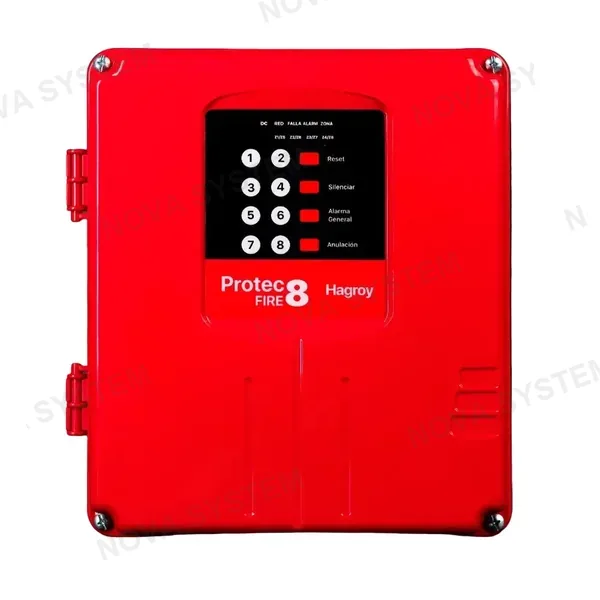 HAGROY HAGROY HG-ACI-PTFIRE8 PROTEC FIRE 8 Panel de Alarma Contra Incendio Convencional 8 Zonas 12V 4 Hilos APP iHagroy