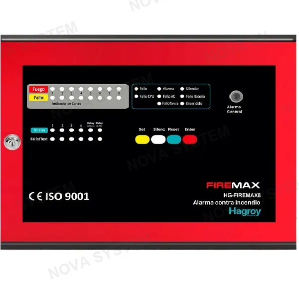 HAGROY HAGROY HG-FIREMAX8 Panel de Alarma Contra Incendio Convencional 8 Zonas 24V 2 Hilos