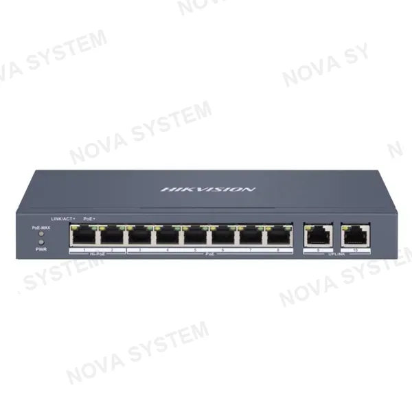 HIKVISION HIKVISION DS-3E1310HP-EI Switch Smart Administrable 8 Puertos PoE 10/100Mbps 2Uplink Gigabit 300m