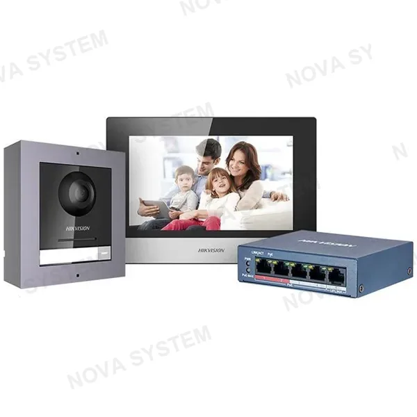 HIKVISION HIKVISION DS-KIS602 Kit Videoportero IP PoE 2MP Incluye: Portero Monitor Switch